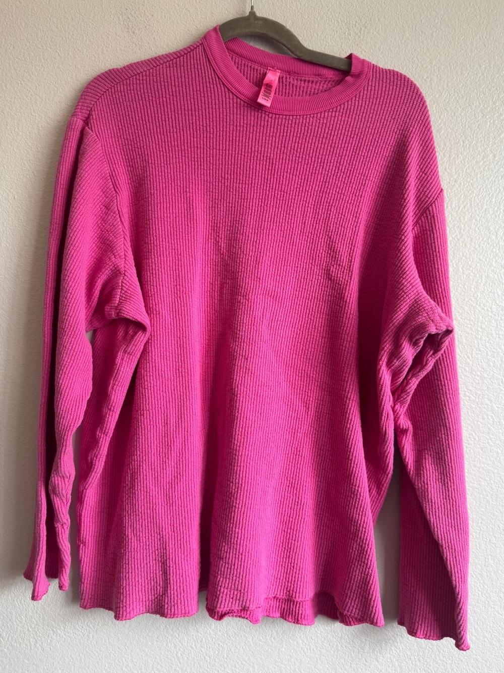 SKIMS Waffle Knit Long Sleeve Top in Pink - L